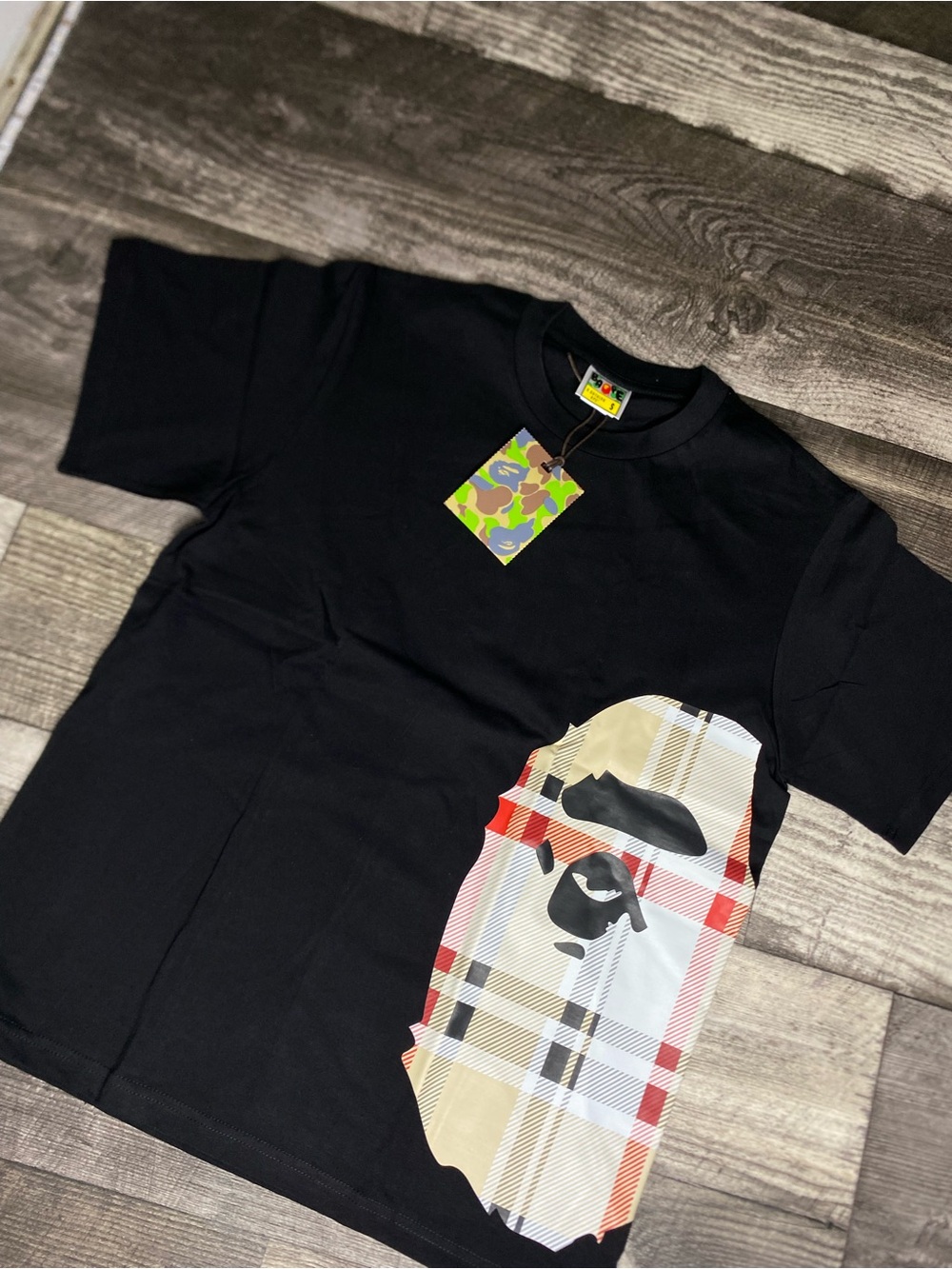 Black Bape Short-Sleeve Burberry ape head Graphic Tee